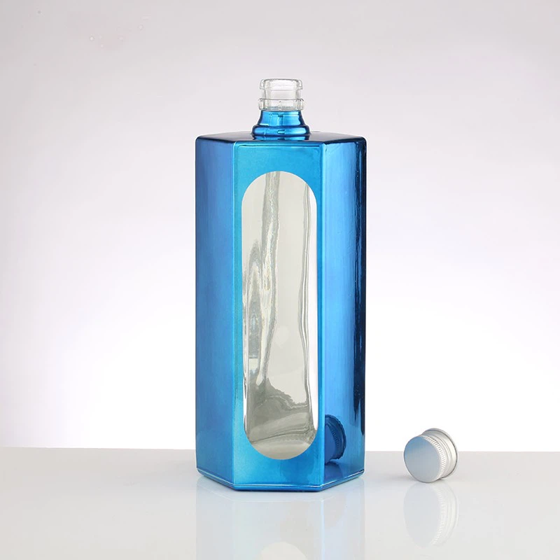 Blue Glass Alcohol Bottles For Whiskey