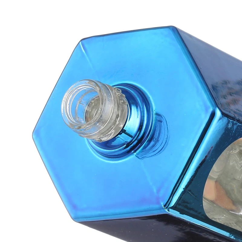 Square Blue Paint Printing 375ml Glass Bottle
